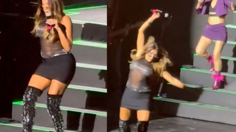 Catherine Fulop sufrió una dura caída durante el show de Erreway